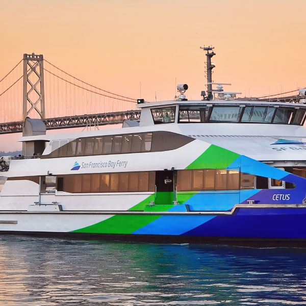 San Francisco Ferry with Bay Bridge in the background