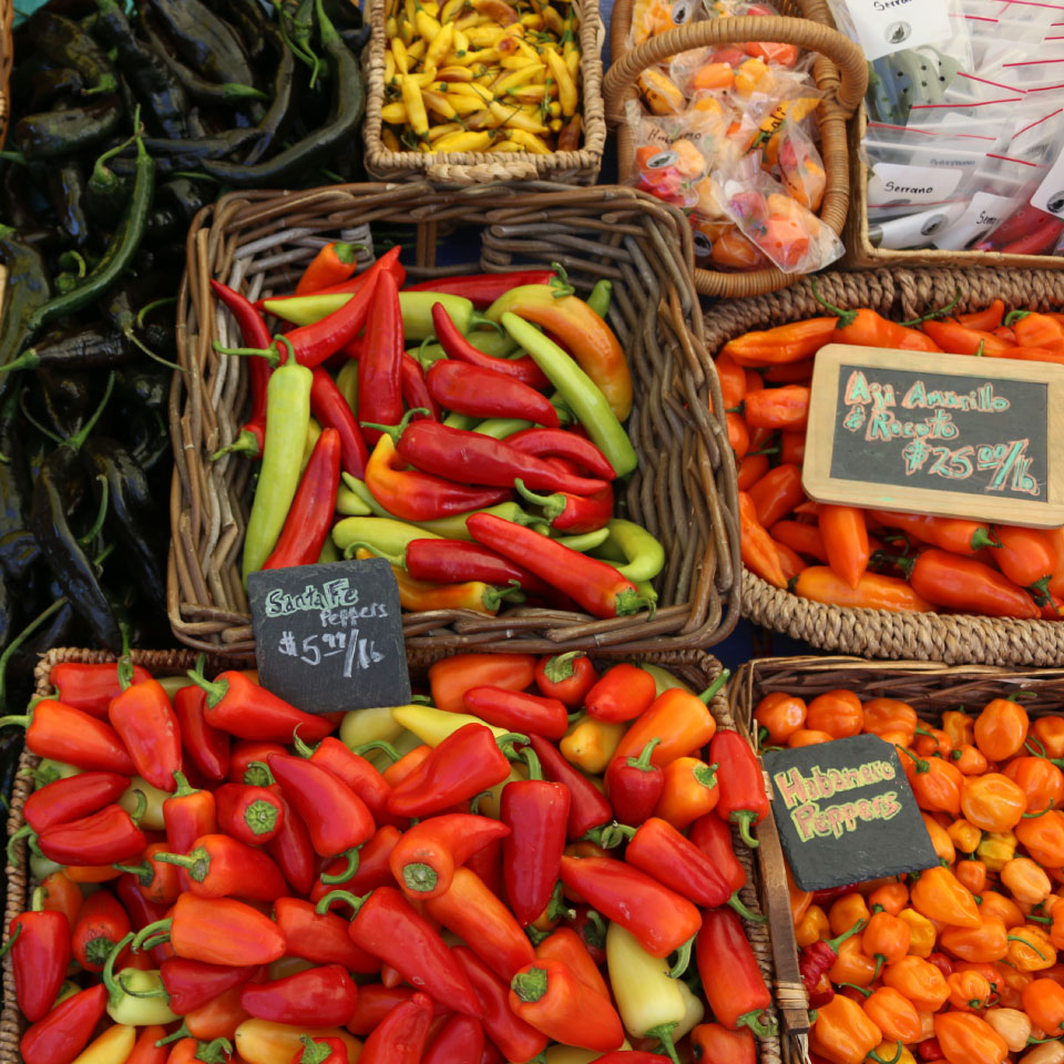 Peppers for sale at farmers market