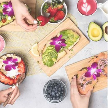 Image showing fresh avocado toast and power bowls