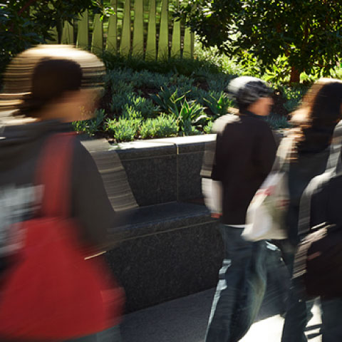 People walking quickly