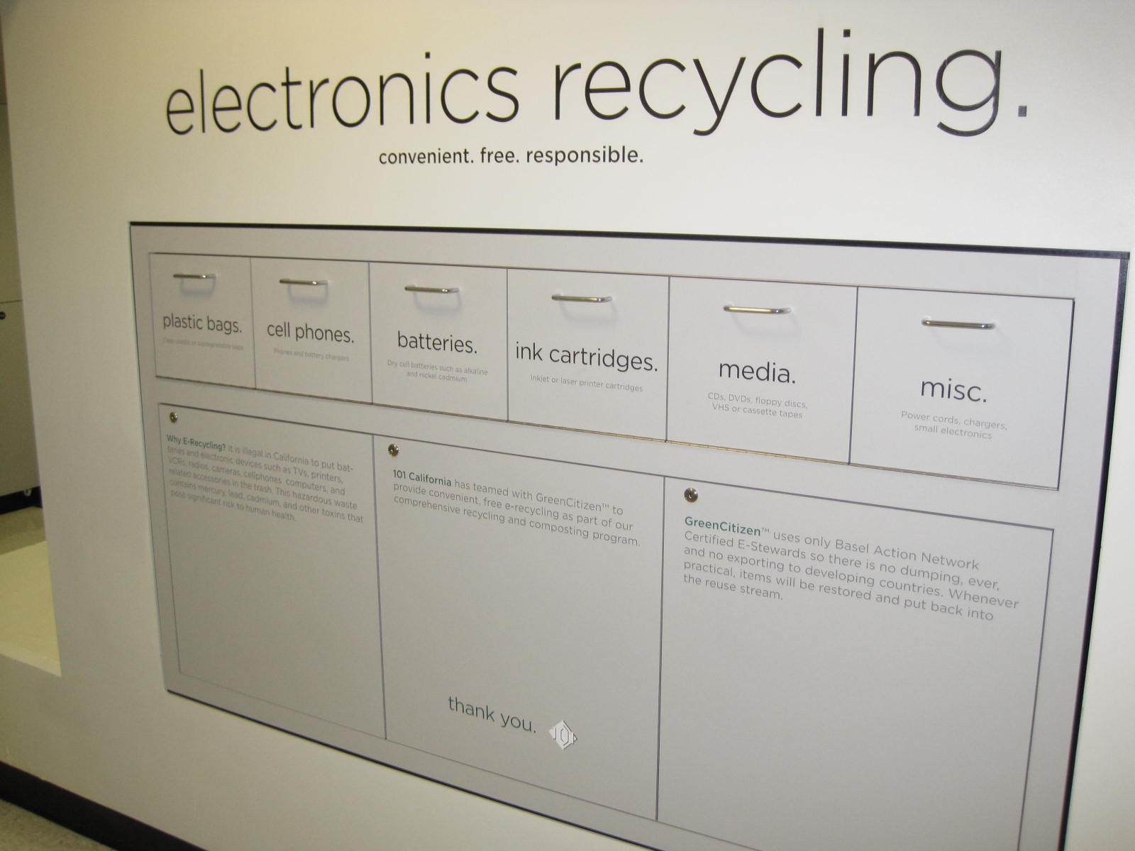 electronics recycling bins